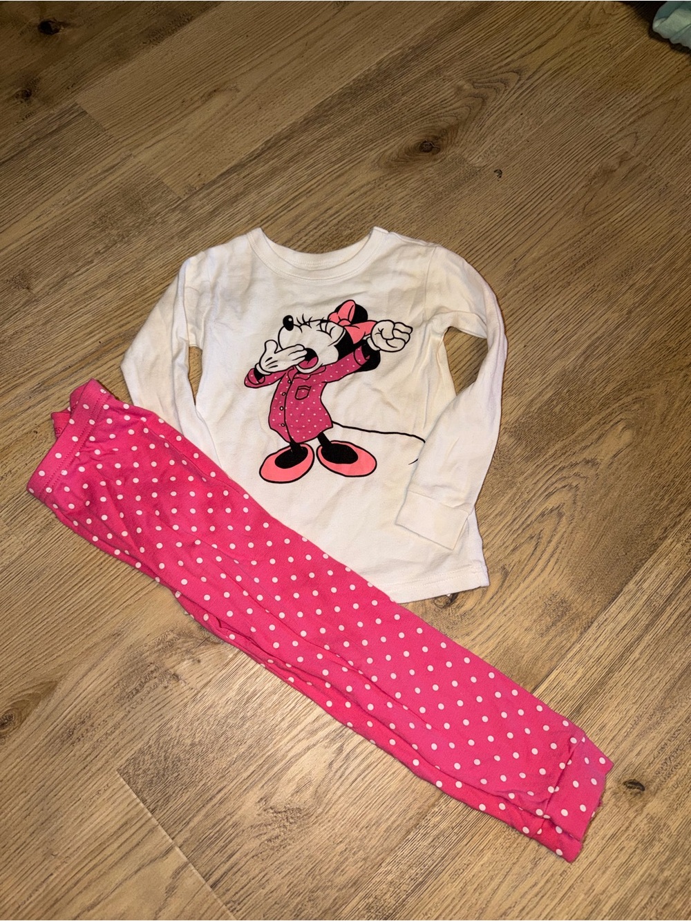 Girls Pink Polka Dot Minnie Mouse Pajama Set baby gap